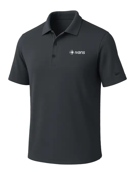 NIKE Dark Grey Dri-Fit Micro Pique Polo w/IVANS Logo