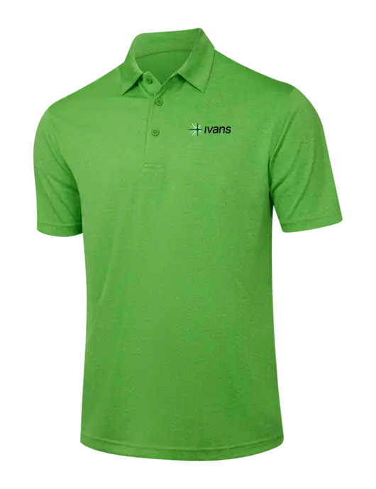 Kelly Green Heather Contender Polo w/IVANS Logo