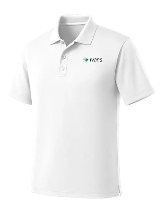 White Dry Zone UV Micro Mesh Polo w/IVANS Logo