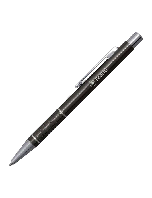 St George Gunmetal Pen - Blue Ink w/IVANS Logo