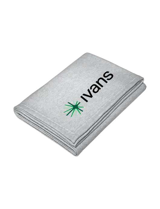 Core Light Grey Heather Fleece Sweatshirt Blanket w/IVANS Logo