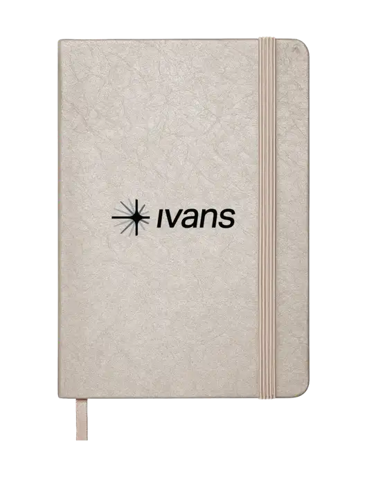 Granite Light Grey Hardcover Journal, 5.62 X  8.37 w/IVANS Logo