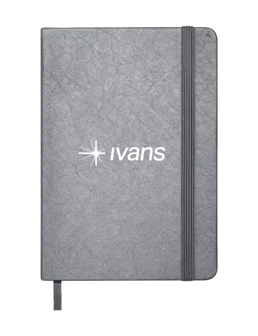 Granite Dark Grey Hardcover Journal, 5.62 X  8.37 w/IVANS Logo