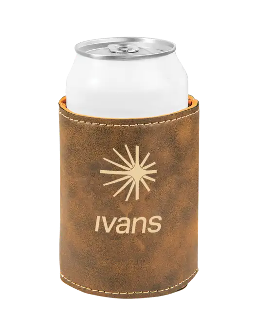 Rustic Leatherette Beverage Holder w/IVANS Logo
