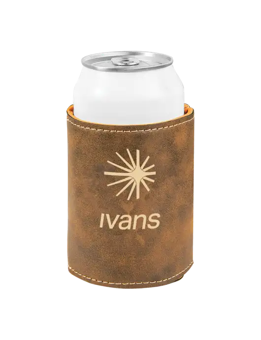Rustic Leatherette Beverage Holder w/IVANS Logo