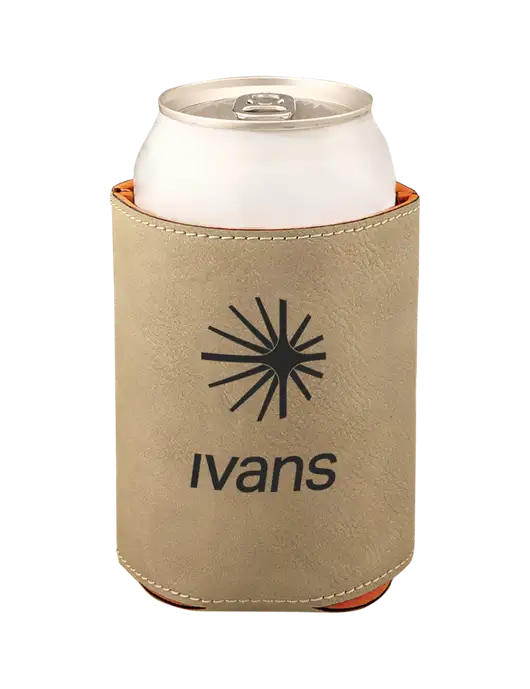 Tan Leatherette Beverage Holder w/IVANS Logo