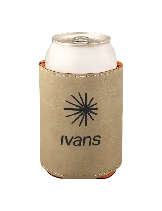 Tan Leatherette Beverage Holder w/IVANS Logo
