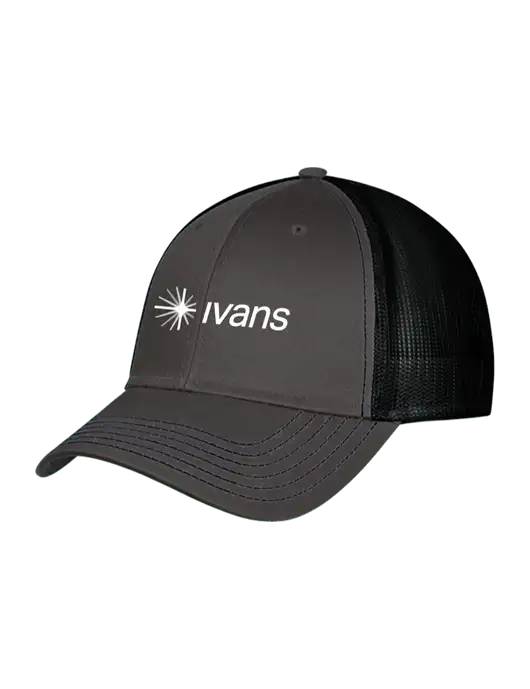 Charcoal & Black Mesh Trucker Cap Snap Back w/IVANS Logo