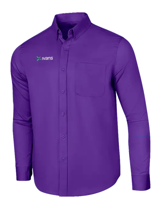 Long Sleeve Purple Superpro React Twill Shirt w/IVANS Logo