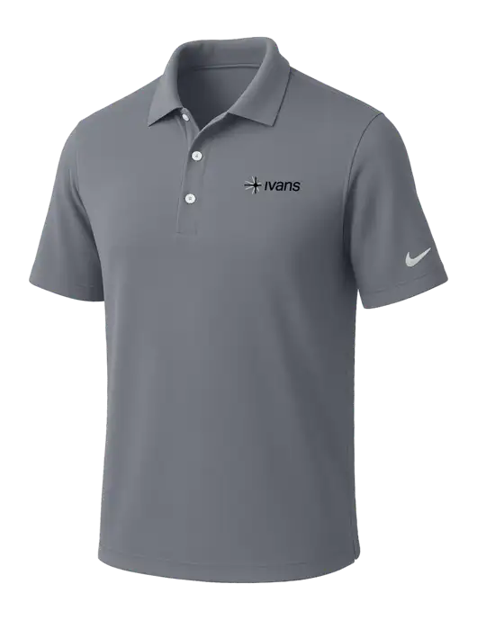 NIKE Medium Grey Dri-Fit Micro Pique Polo w/IVANS Logo