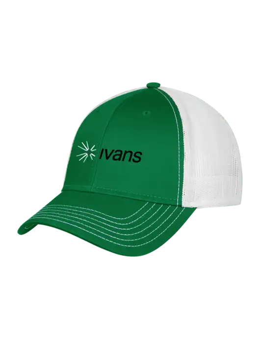 Kelly & White Mesh Trucker Cap Snap Back w/IVANS Logo