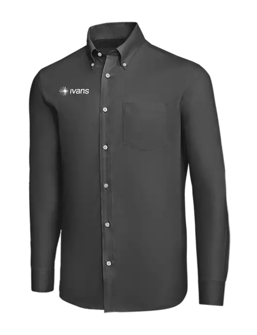 Brooks Brothers Dark Grey Wrinkle-Free Stretch Nailhead Shirt w/IVANS Logo