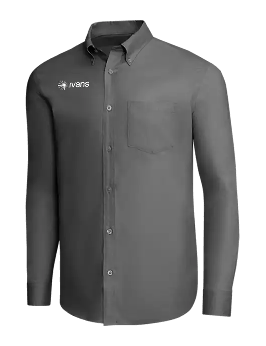 Brooks Brothers Dark Grey Wrinkle-Free Stretch Pinpoint Shirt w/IVANS Logo