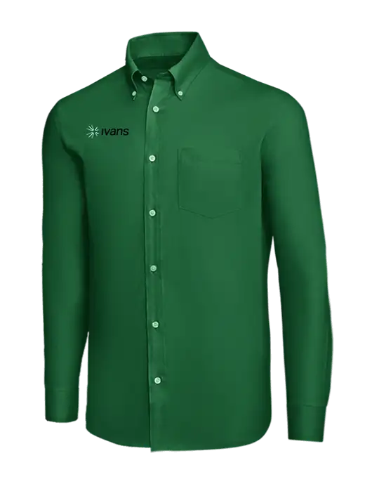 Brooks Brothers Medium Green Wrinkle-Free Stretch Nailhead Shirt w/IVANS Logo