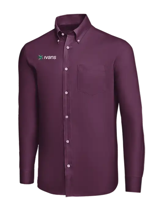 Brooks Brothers Eggplant Wrinkle-Free Stretch Nailhead Shirt w/IVANS Logo