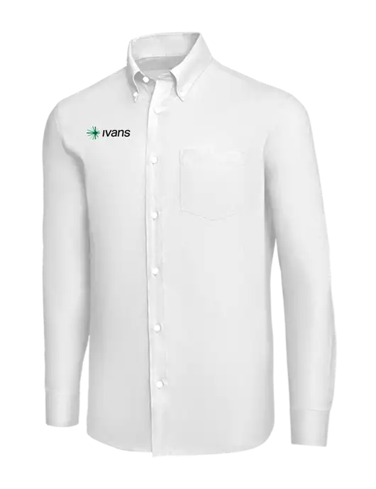 Brooks Brothers White Wrinkle-Free Stretch Nailhead Shirt w/IVANS Logo
