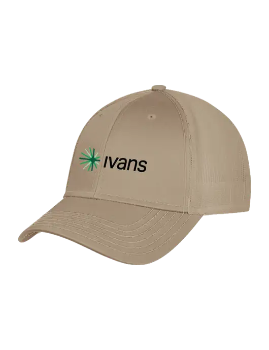 Khaki Mesh Trucker Cap Snap Back w/IVANS Logo
