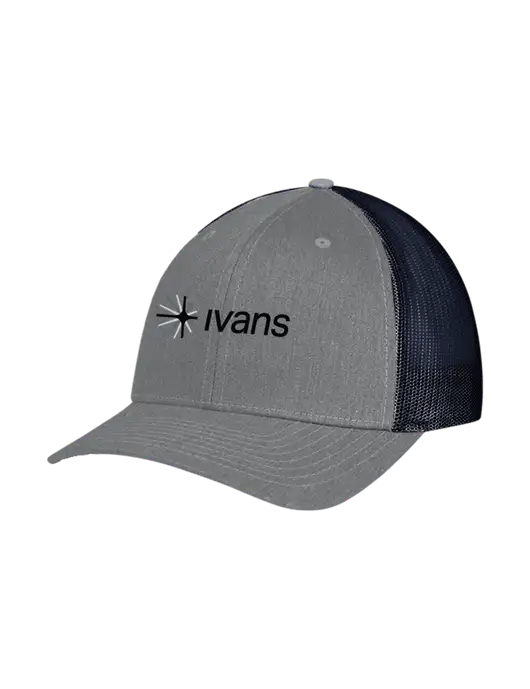Richardson Adjustable Snapback Original 112 Trucker Cap Heather Grey w/Navy Mesh w/IVANS Logo