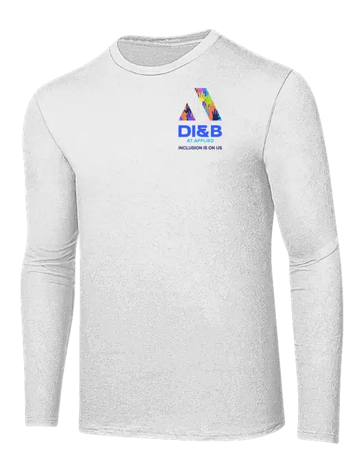 Ring Spun White 4.5 oz Long Sleeve T-Shirt w/DI&B At Applied Logo