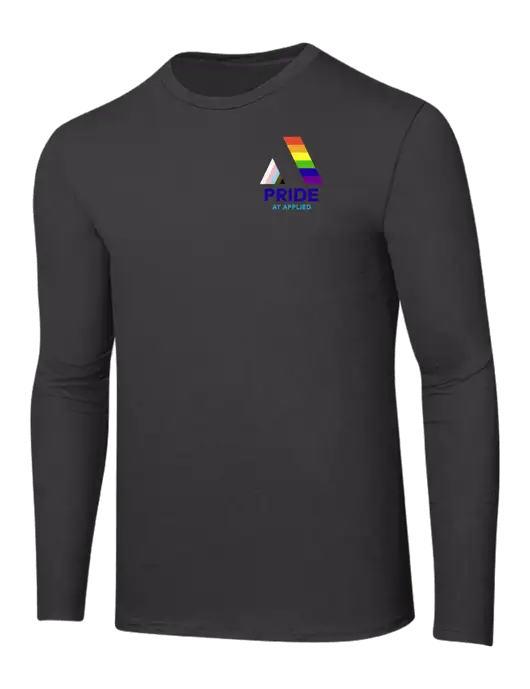 Ring Spun Charcoal 4.5 oz Long Sleeve T-Shirt w/PRIDE At Applied Logo