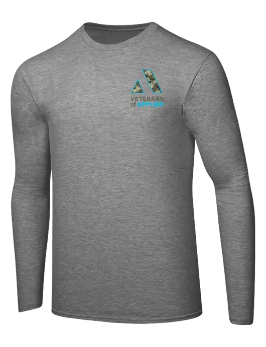 Ring Spun Light Heather Grey 4.5 oz Long Sleeve T-Shirt w/Veterans At Applied Logo
