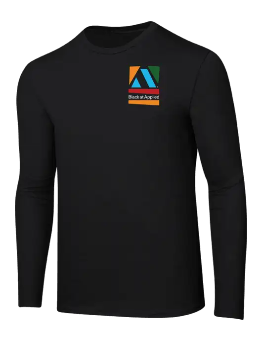 Ring Spun Jet Black 4.5 oz Long Sleeve T-Shirt w/Black At Applied Logo