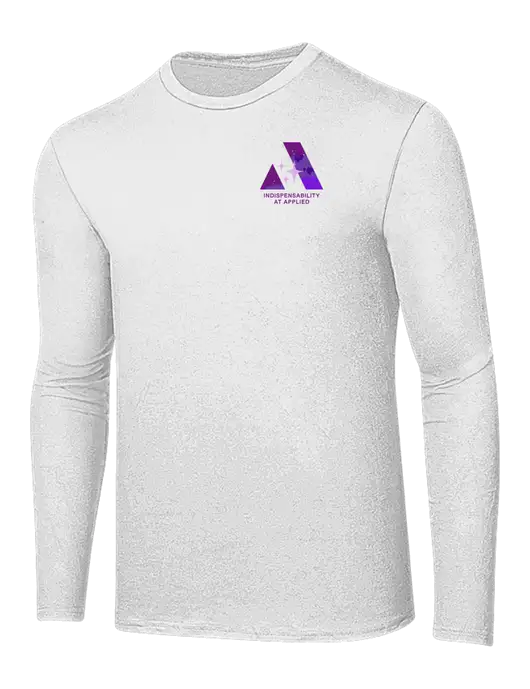 Ring Spun White 4.5 oz Long Sleeve T-Shirt w/Indispensability At Applied Logo