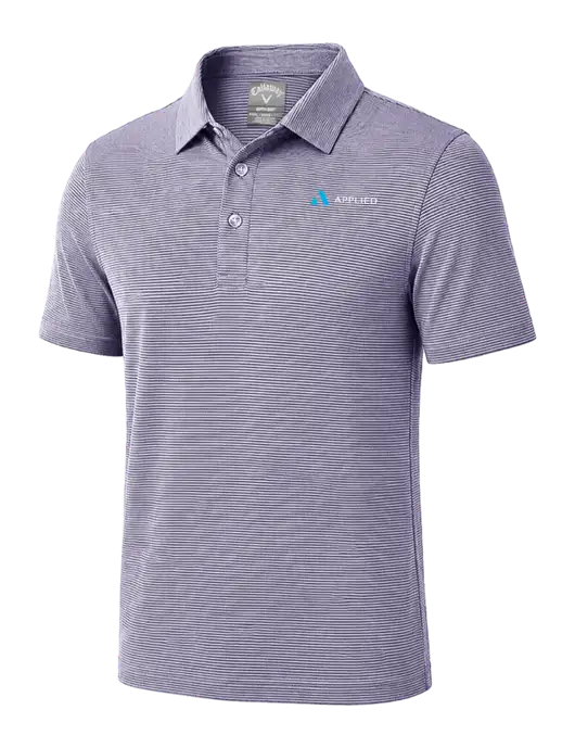 Callaway Navy Fine Line Stripe Polo w/Applied Logo
