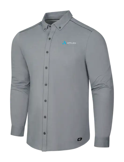 OGIO Medium Grey Heather Modern Code Stretch Button-Up Shirt w/Applied Logo