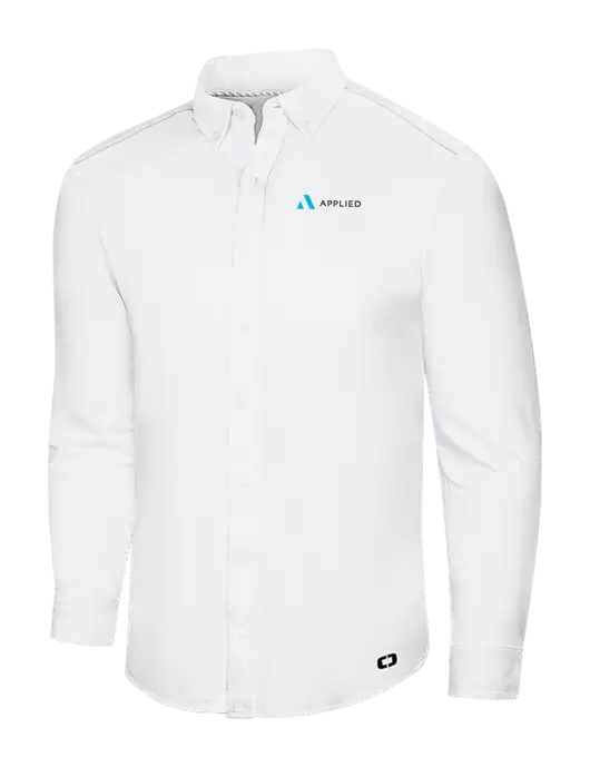 OGIO Bright White Modern Code Stretch Button-Up Shirt w/Applied Logo