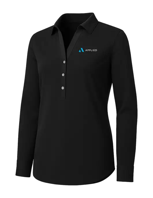Womens Black City Stretch Shirt w/Applied Logo