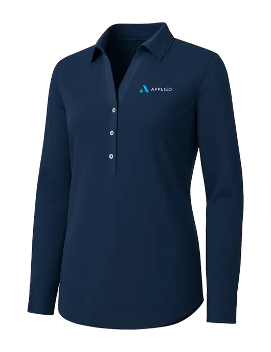 Womens Navy City Stretch Shirt w/Applied Logo