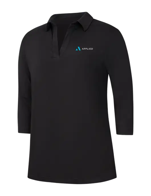 Womens Black Luxe Knit Tunic w/Applied Logo