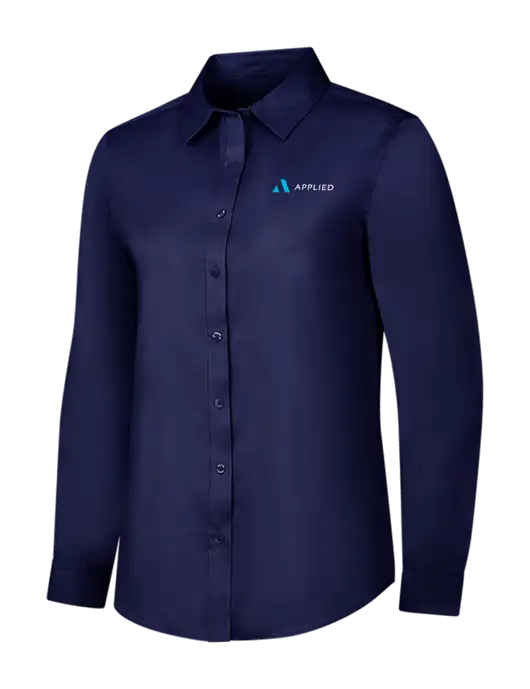 Navy Womens Long Sleeve Superpro React Twill Shirt w/Applied Logo