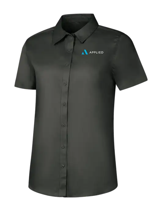 Womens Dark Grey Short Sleeve Superpro React Twill Shirt w/Applied Logo
