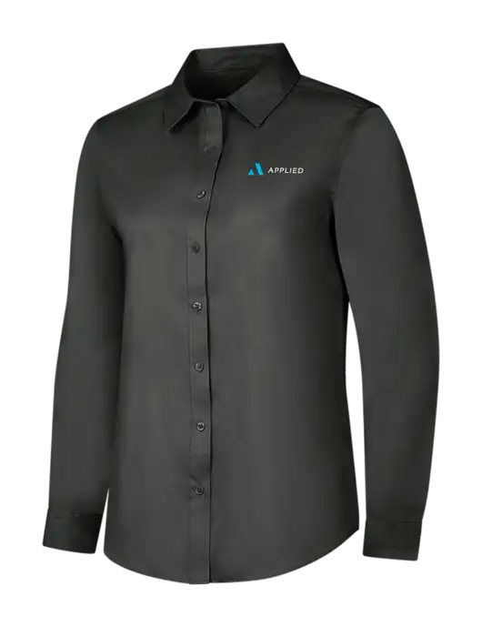 Dark Grey Womens Long Sleeve Superpro React Twill Shirt w/Applied Logo