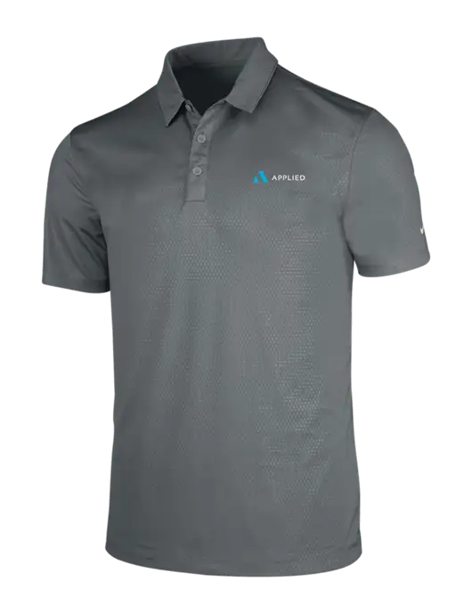 NIKE Medium Grey Dri-Fit Embossed Tri-Blade Polo w/Applied Logo