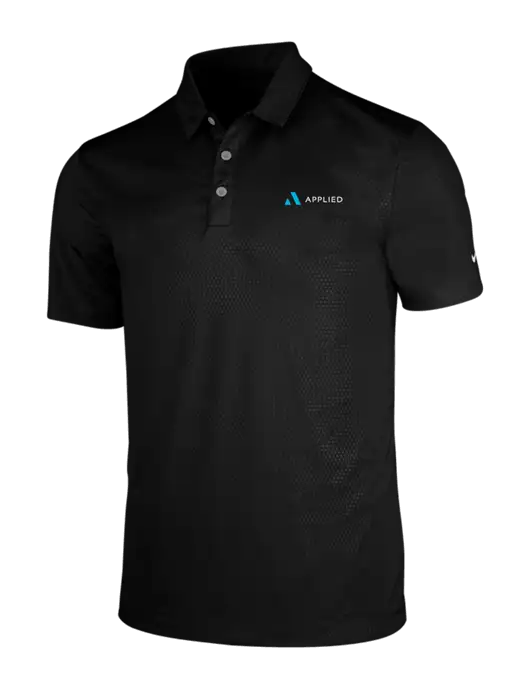 NIKE Black Dri-Fit Embossed Tri-Blade Polo w/Applied Logo