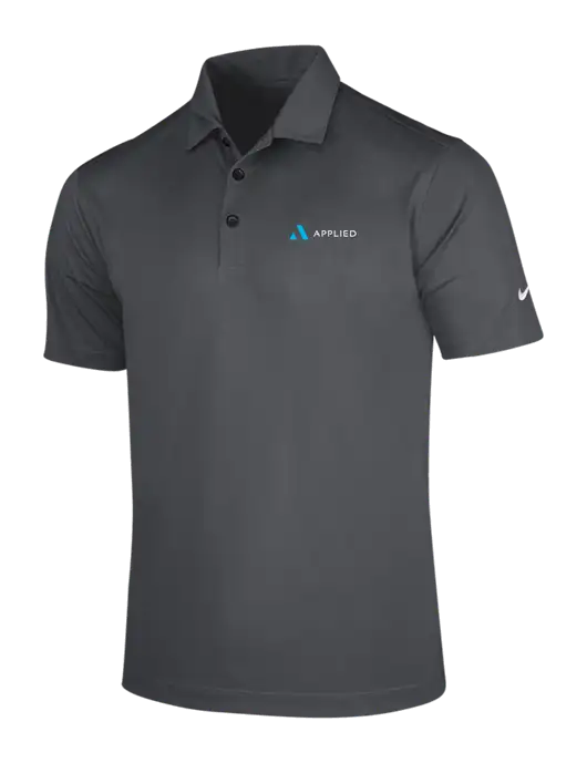 NIKE Dark Grey Dri-Fit Vertical Mesh Polo w/Applied Logo