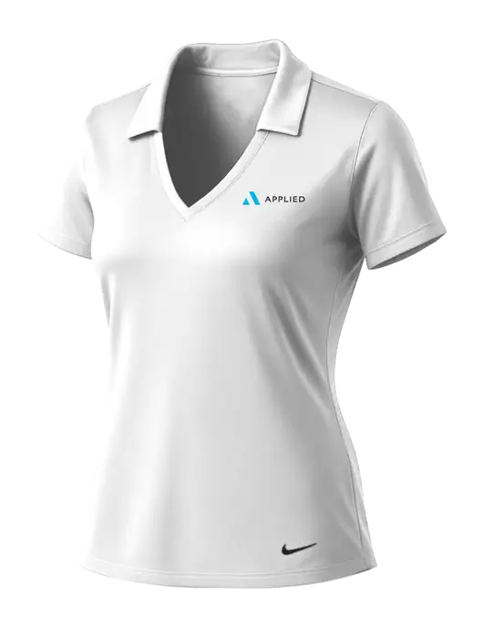 NIKE White Womens Dri-Fit Vertical Mesh Polo w/Applied Logo