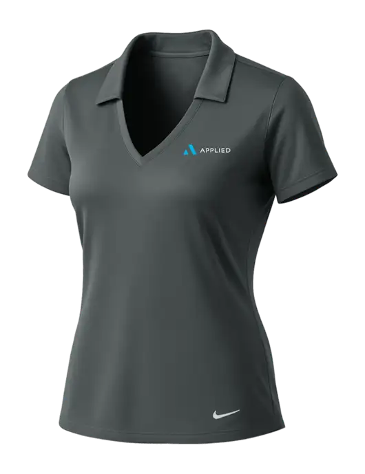 NIKE Dark Grey Womens Dri-Fit Vertical Mesh Polo w/Applied Logo