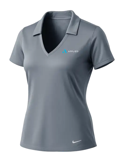 NIKE Medium Grey Womens Dri-Fit Vertical Mesh Polo w/Applied Logo