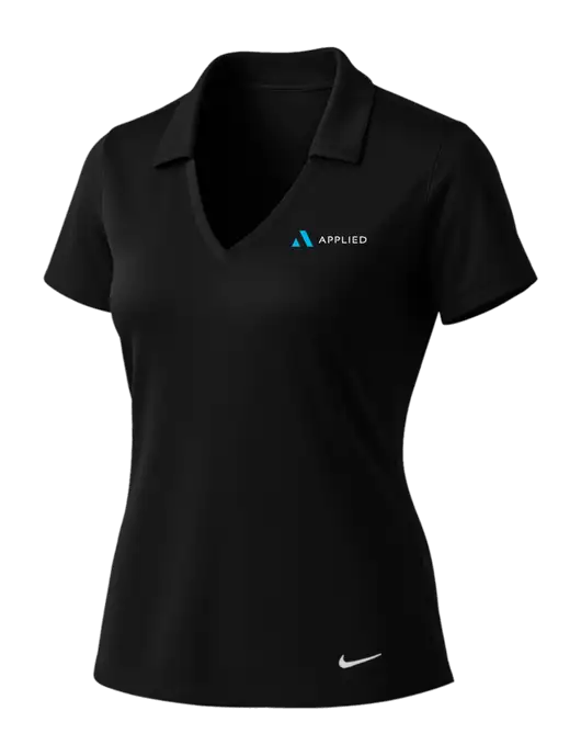 NIKE Black Womens Dri-Fit Vertical Mesh Polo w/Applied Logo