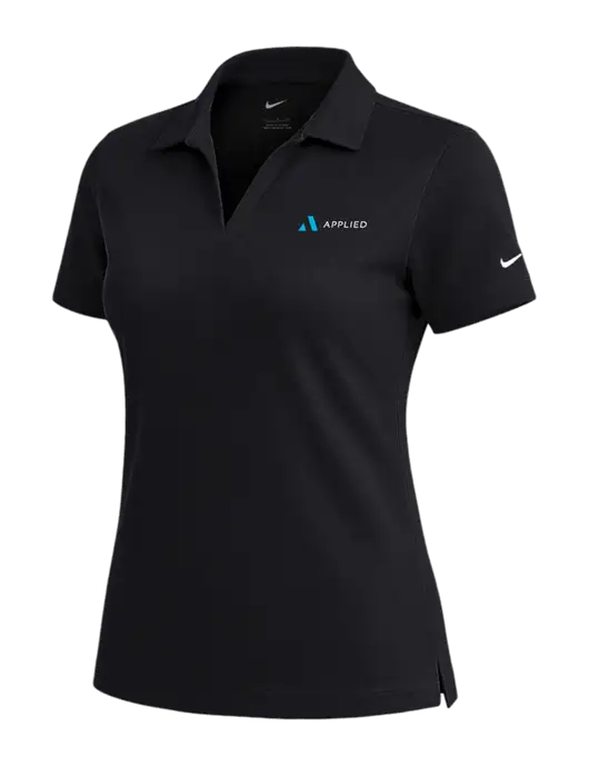 NIKE Black Womens Dri-Fit Micro Pique Polo w/Applied Logo