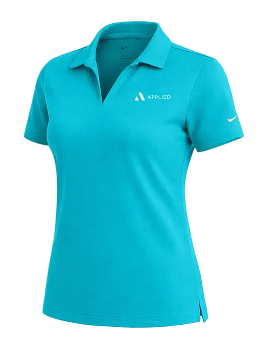NIKE Sapphire Blue Womens Dri-Fit Micro Pique Polo w/Applied Logo