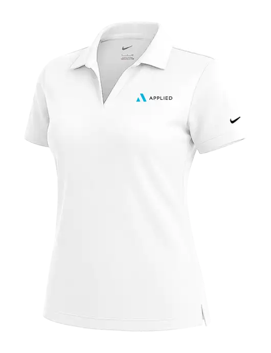 NIKE White Womens Dri-Fit Micro Pique Polo w/Applied Logo
