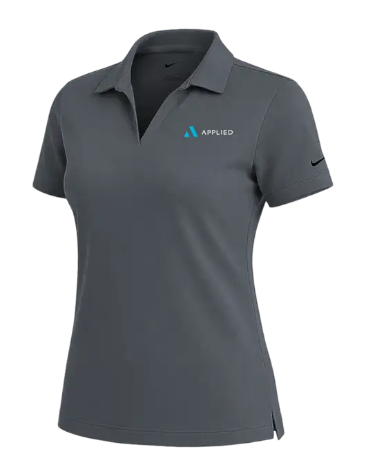 NIKE Dark Grey Womens Dri-Fit Micro Pique Polo w/Applied Logo