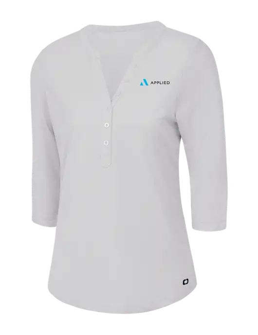 OGIO Bright White Jewel Henley w/Applied Logo