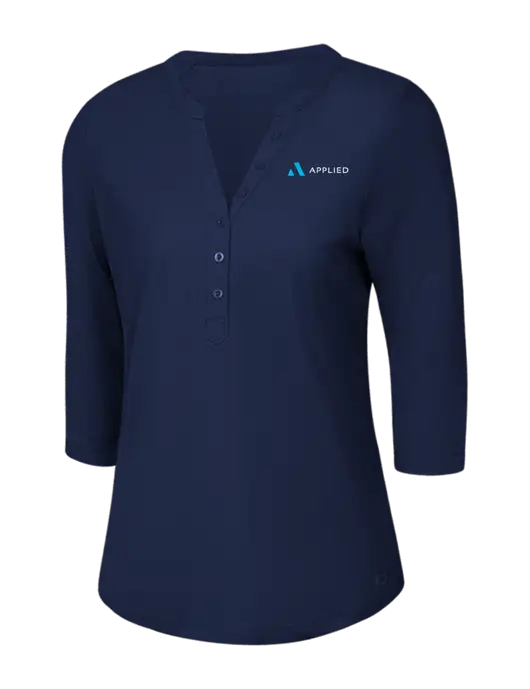 OGIO Navy Jewel Henley w/Applied Logo
