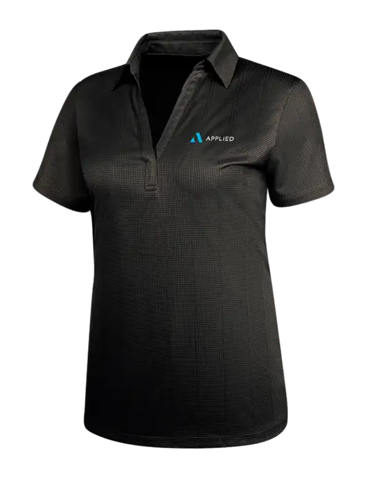 Black Womens Performance Fine Jacquard Polo w/Applied Logo